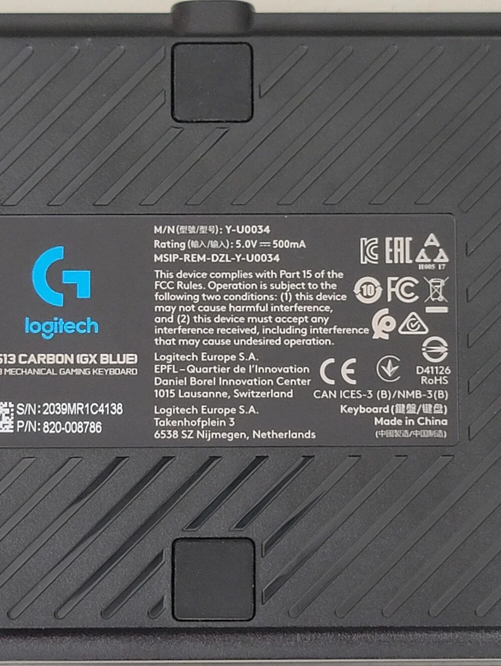 Logitech G513 Carbon GX Blue Y-U0034 USB-A Wired RGB Mechanical Gaming Keyboard